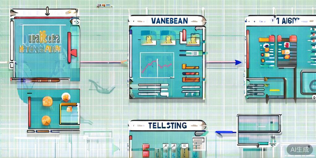 跨境电商独立站工作流程概念图，展示从规划到上线的各个阶段