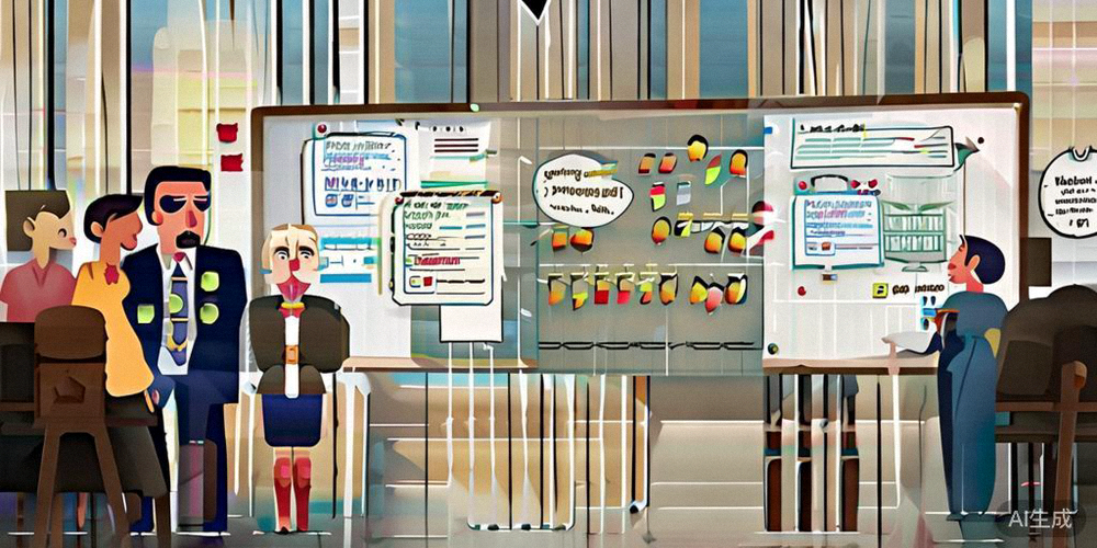 跨境独立站战略规划会议场景，白板上写有市场定位、用户画像等关键词