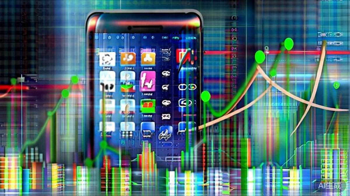 社交媒体营销趋势概念图：展示手机屏幕上多个社交应用图标与不断上升的流量增长曲线叠加