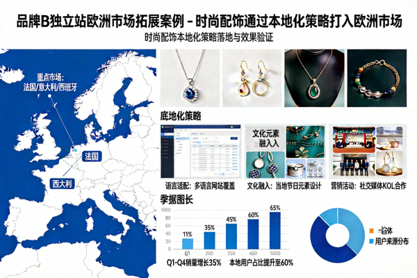 品牌B独立站欧洲市场拓展案例 - 时尚配饰通过本地化策略打入欧洲市场